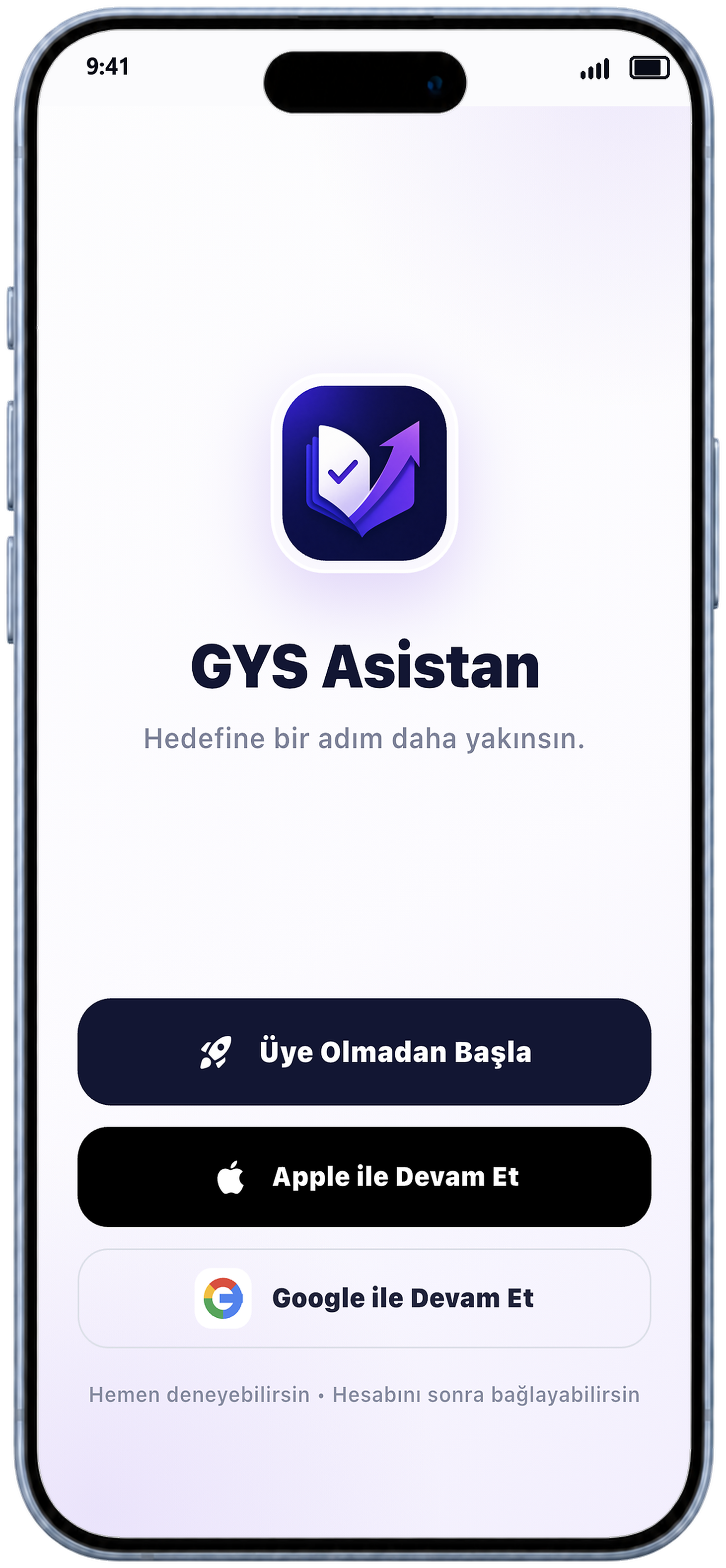 iPhone 17 içinde GYS Asistan giriş ekranı